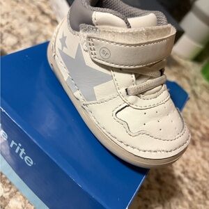 Stride Rite Cream and Gray Baby Walker Shoes